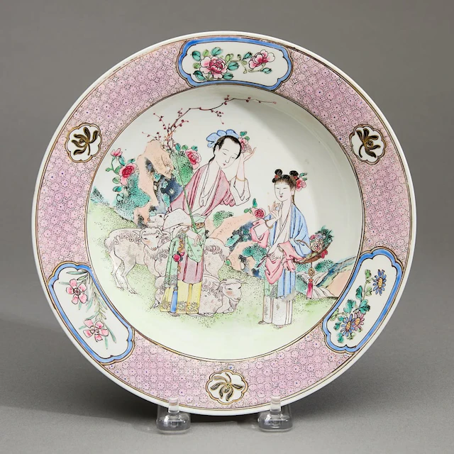Famille Rose Eggshell Shepherd Plate
