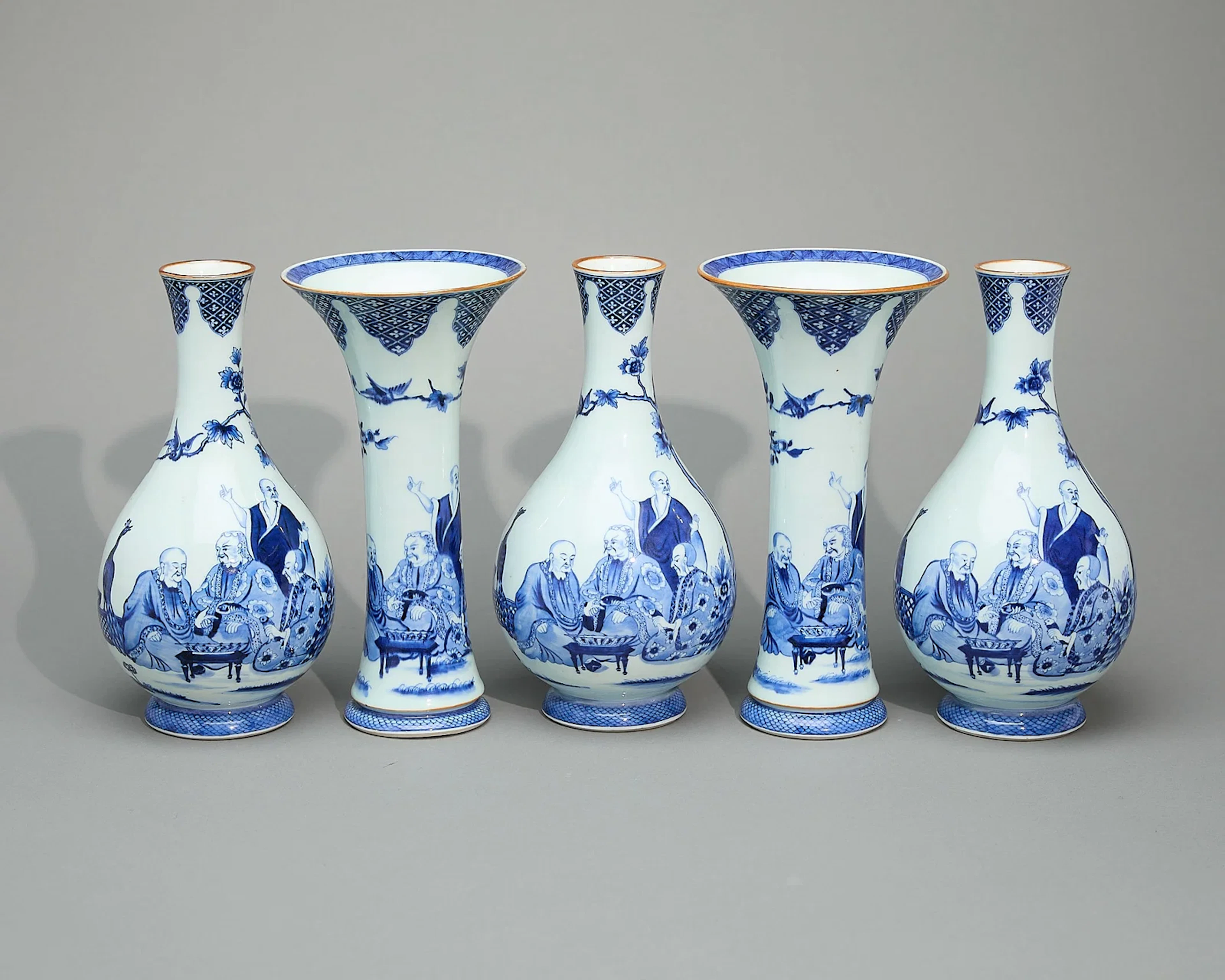 Set 5 Rare Chinese Pronk Porcelain Garniture