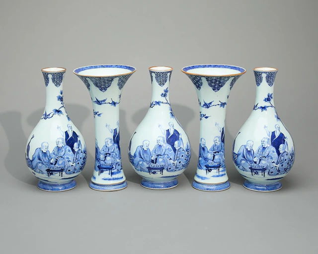Set 5 Rare Chinese Pronk Porcelain Garniture