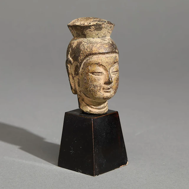 Ancient Chinese Wei Bronze Head of a Buddha