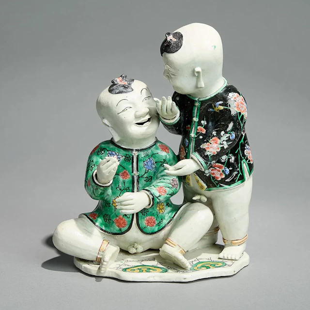 Rare Chinese Export Porcelain Laughing Boys