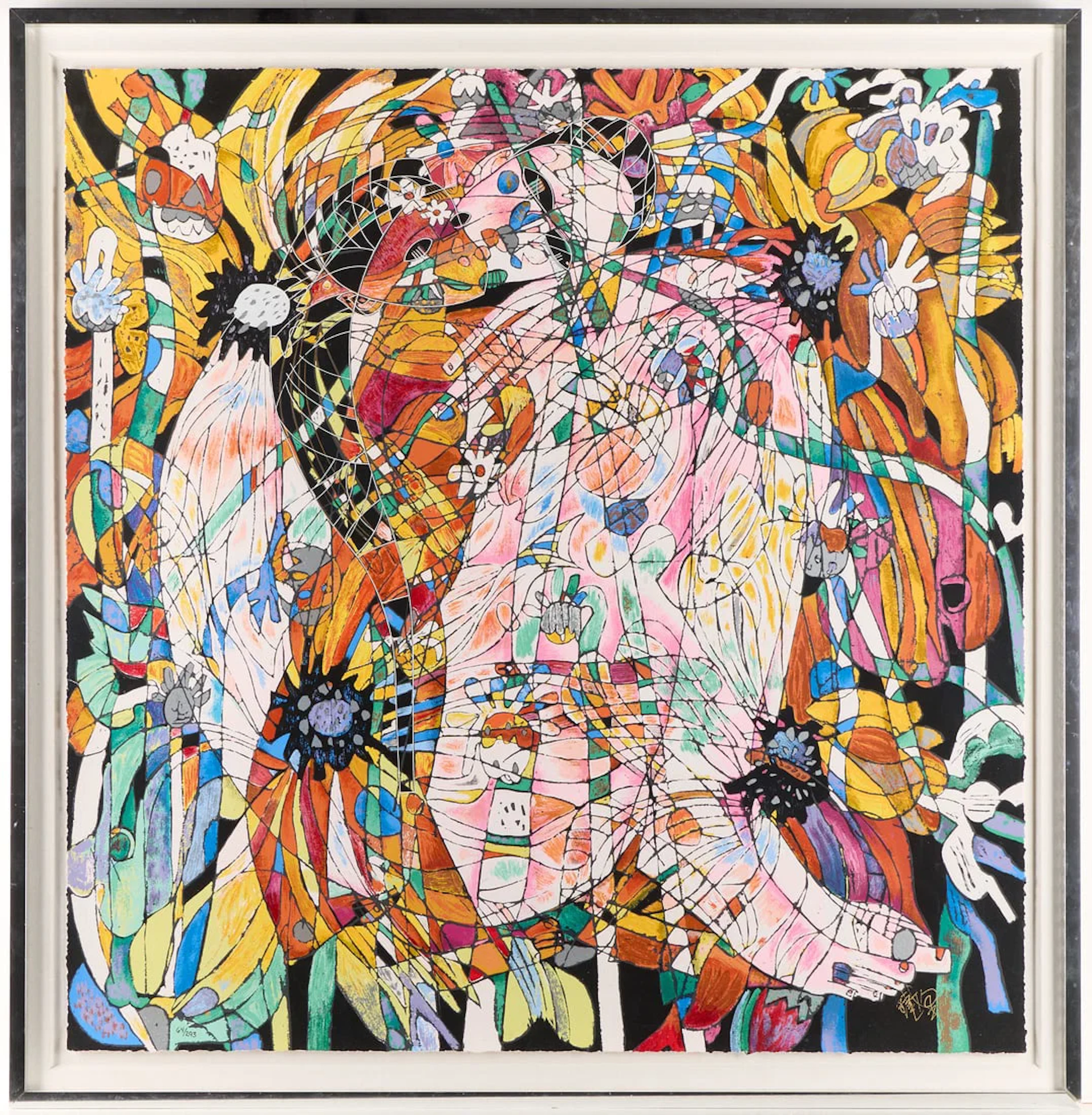 Jiang Tie-Feng "Blossoming Flowers" Serigraph