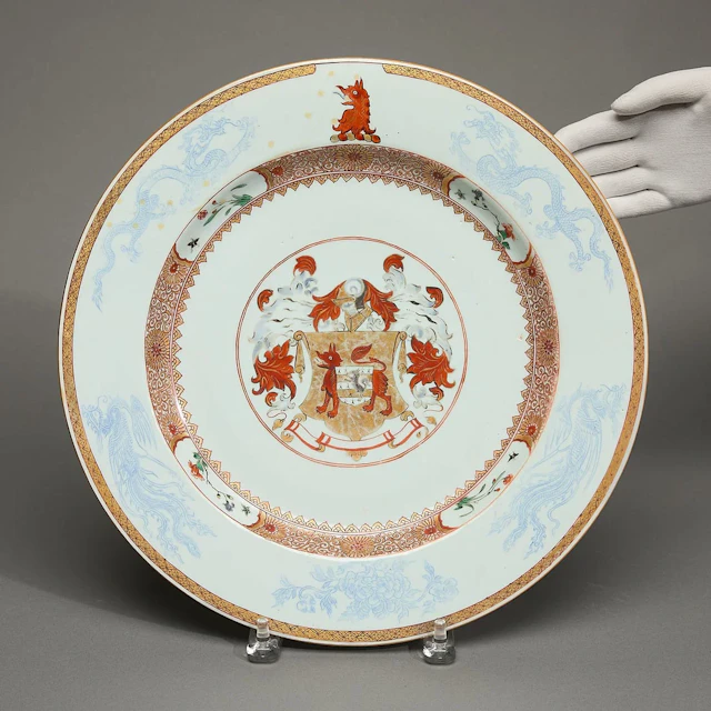 Famille Verte Charger Arms of Lutwyche w/ Bagnall
