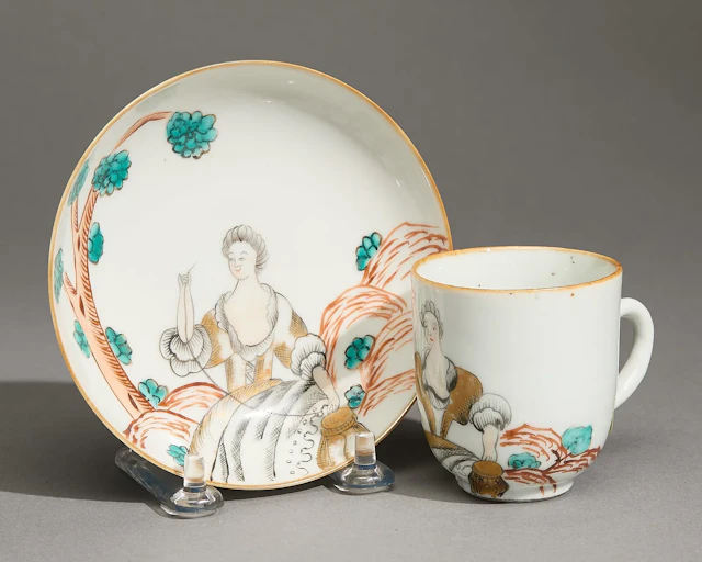 Chinese Export European Subject Cup & Saucer