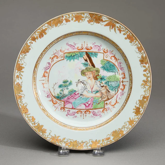 Chinese Export European Subject Shepherdess Plate