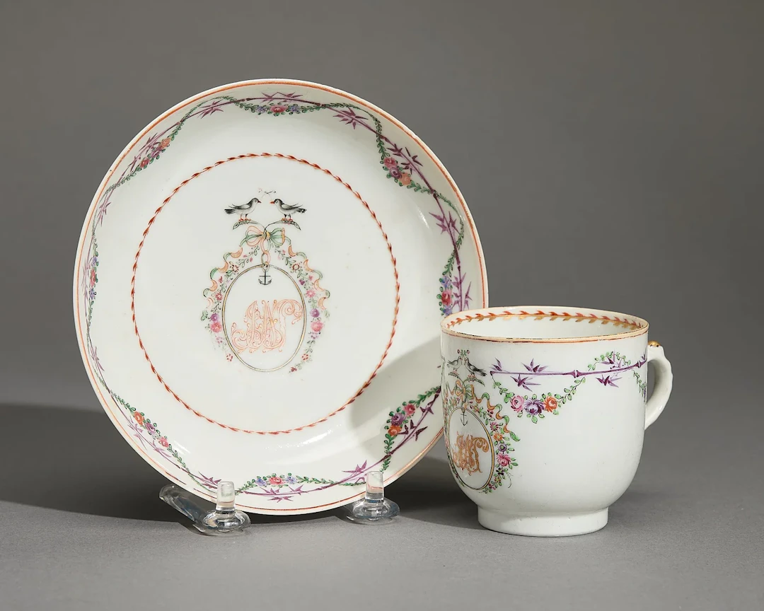 Chinese Export Marriage Teacup & Saucer