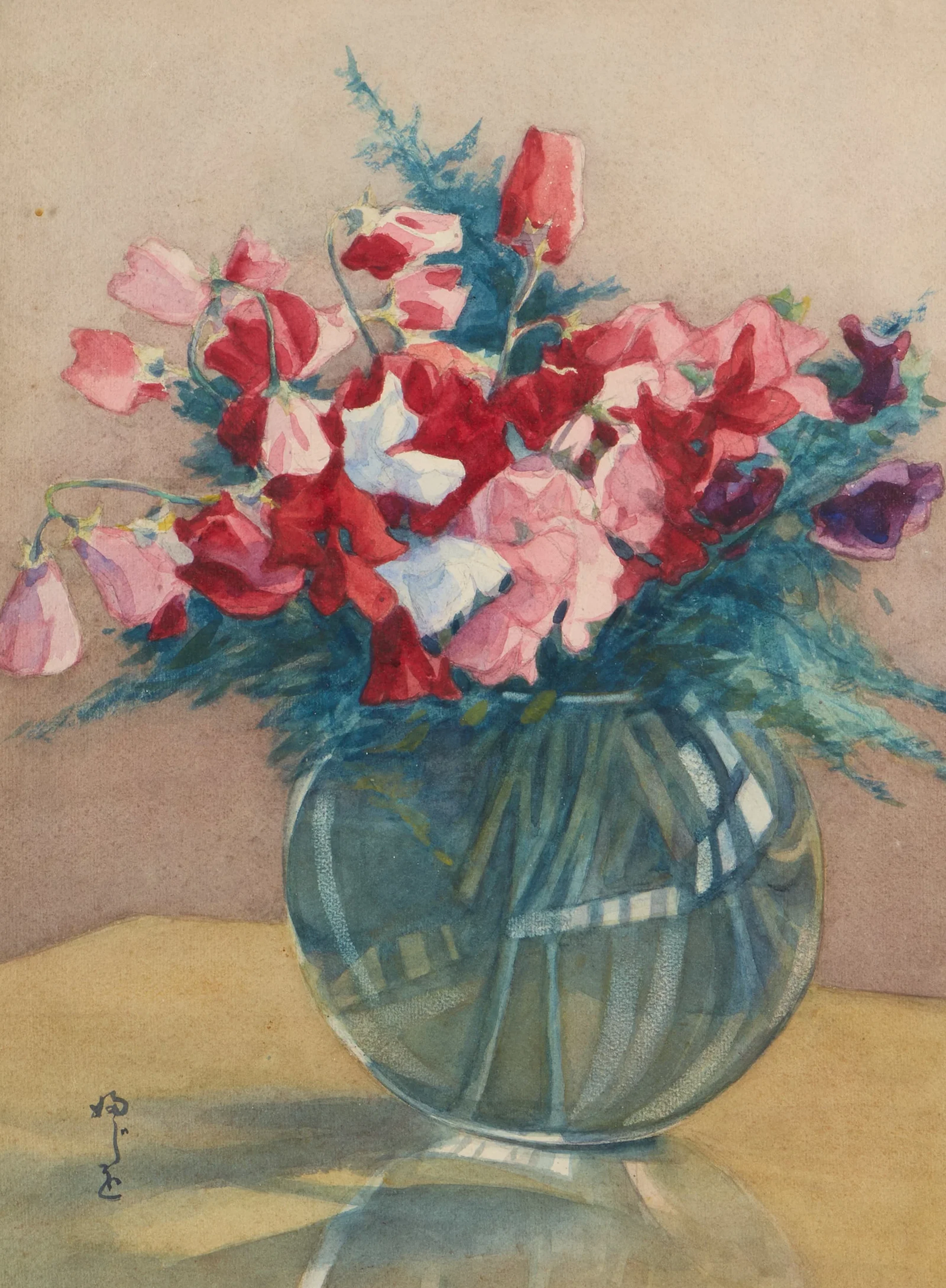 Chizuko Yoshida "Sweet Peas" Watercolor on Paper