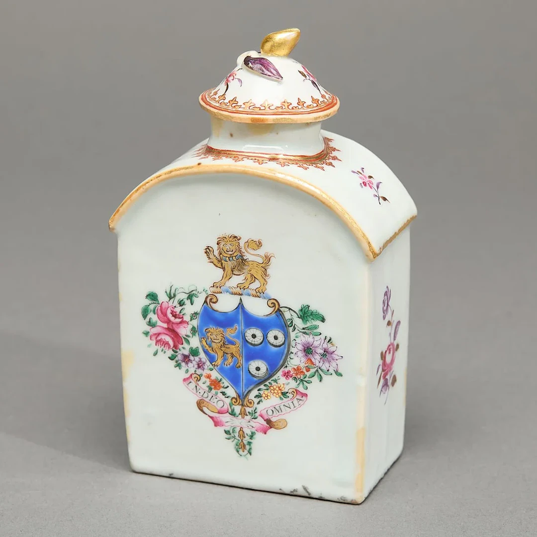 Armorial Tea Caddy Bromfield Imp. Chawcers