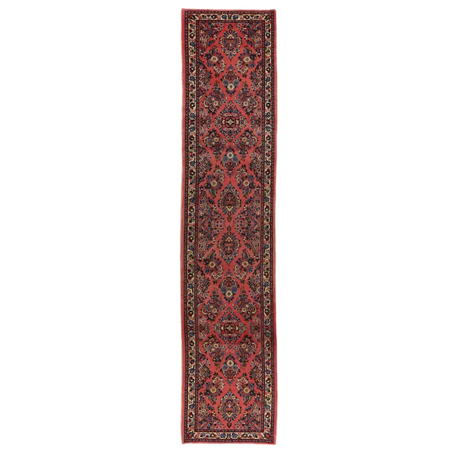 Persian Sarouk Floral Runner Rug 13'6 "x 3'