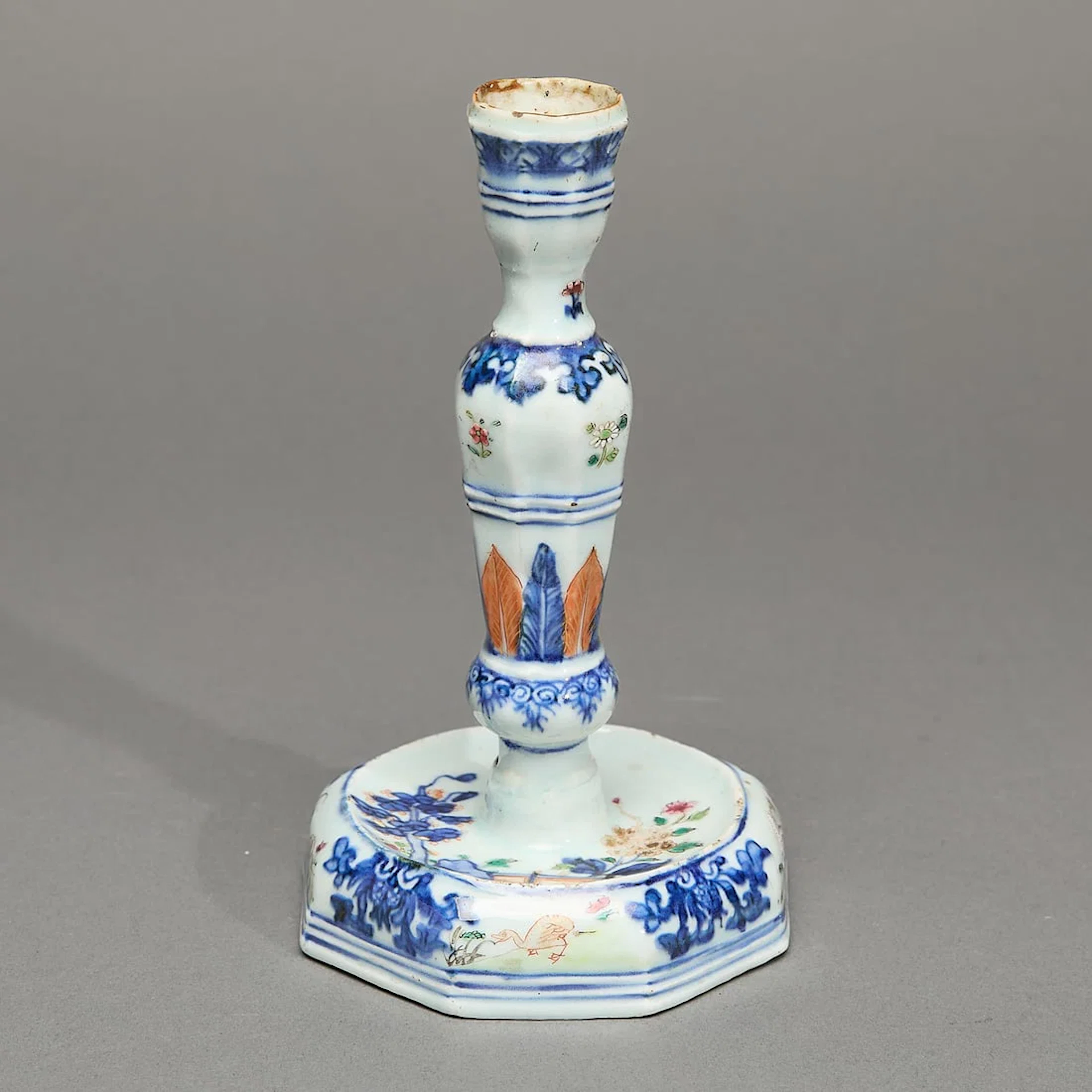 Chinese Export Rose Imari Candlestick