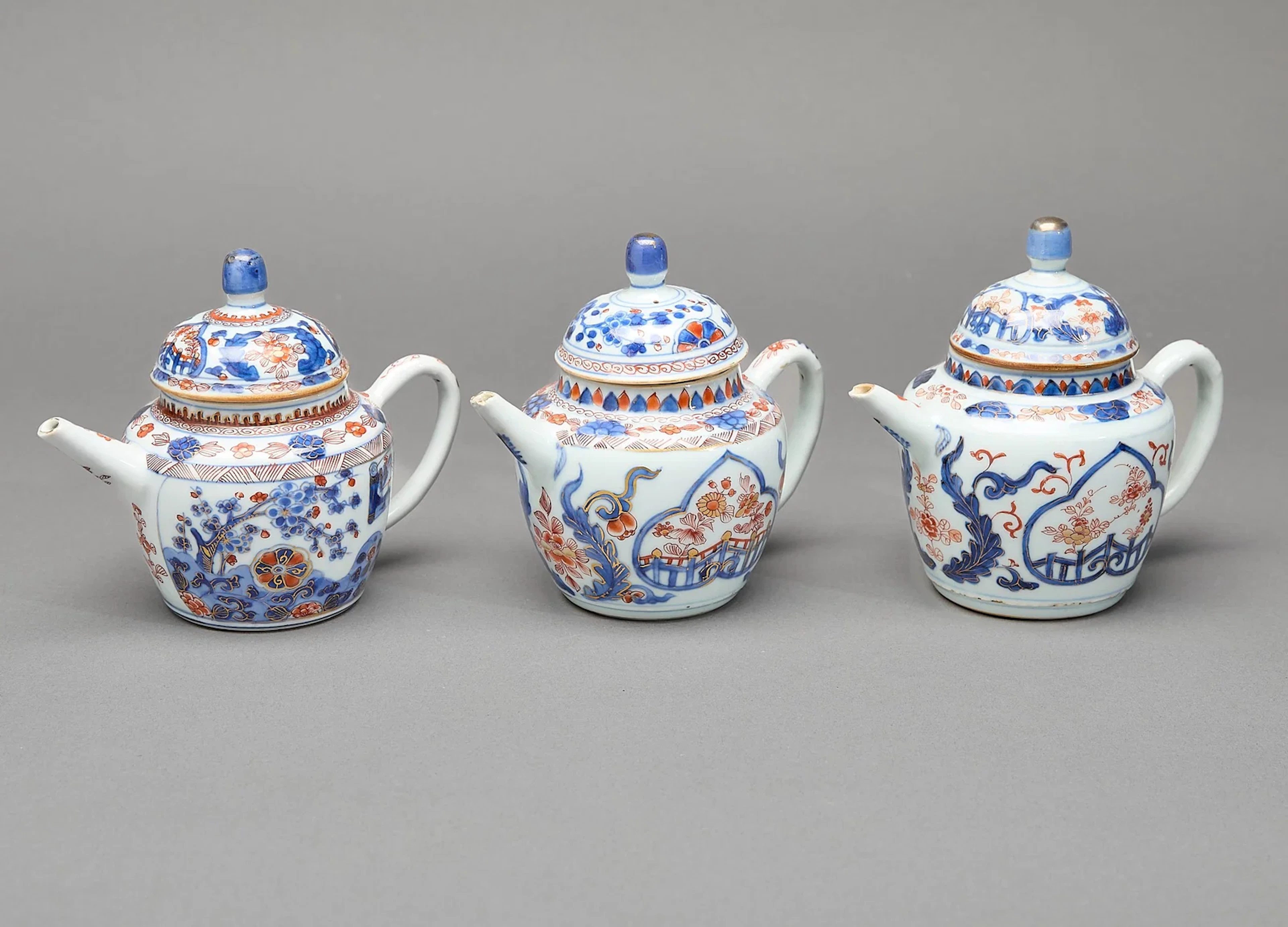 3 Chinese Export Imari Teapots