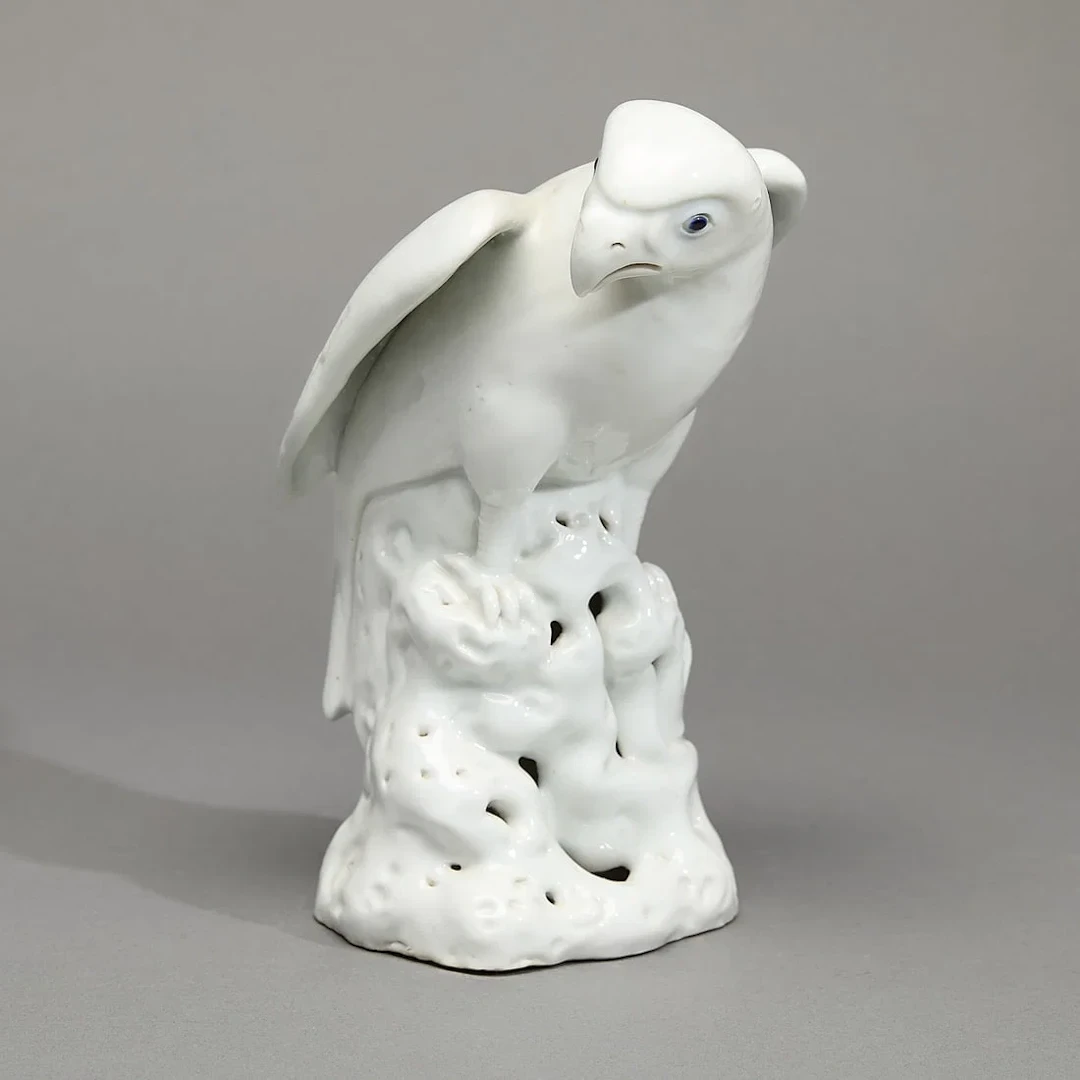 Japanese White Glazed Porcelain Parrot