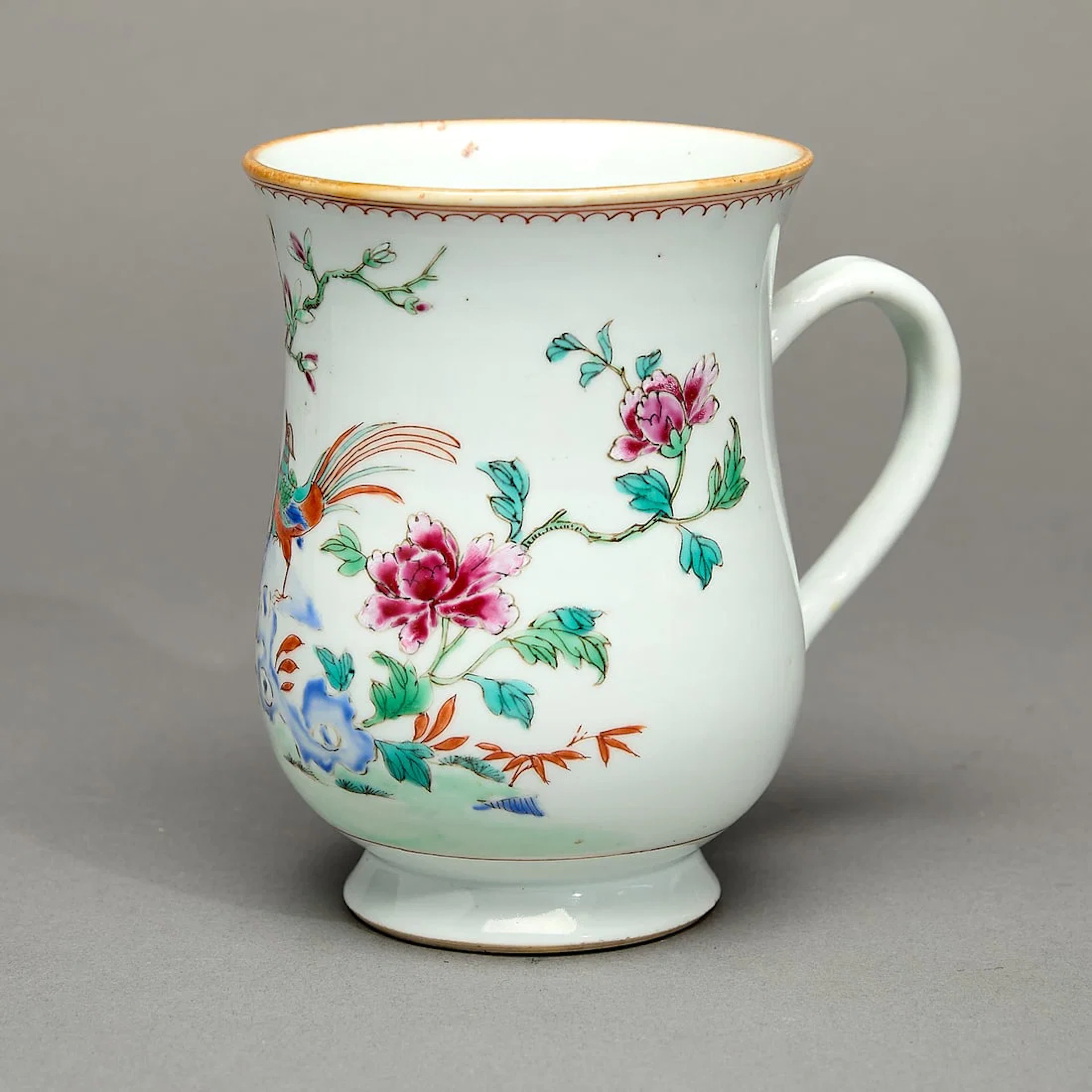Chinese Export Famille Rose Pheasant Mug