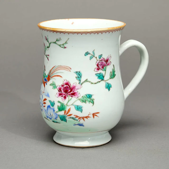 Chinese Export Famille Rose Pheasant Mug