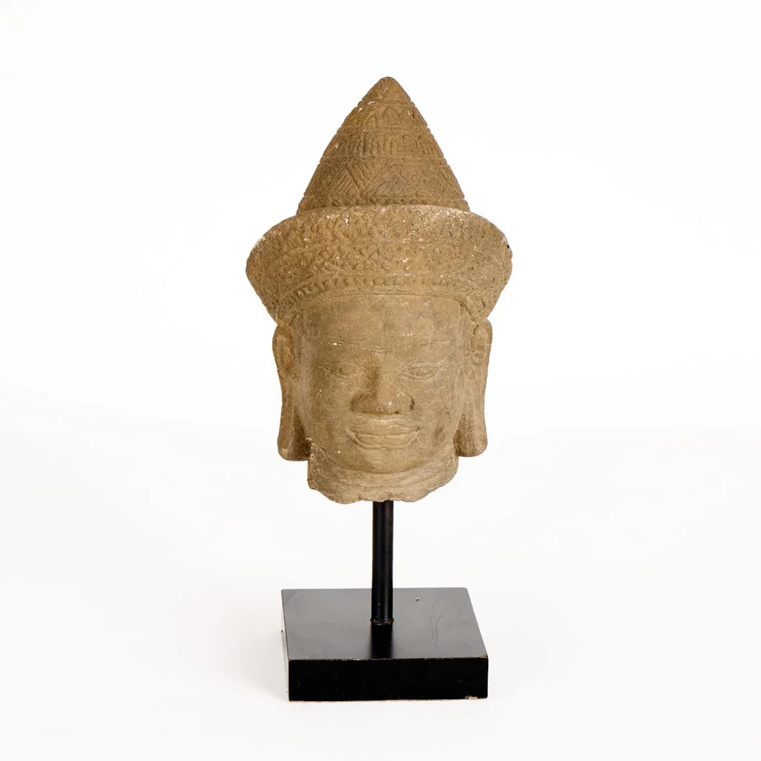 20th c. Southeast Asian Carved Sandstone Deity