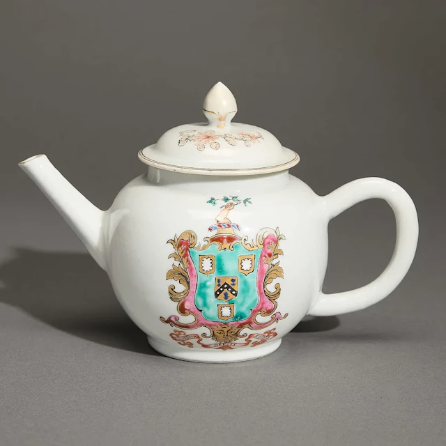 Chinese Export Armorial Teapot - Burrell/Lewis