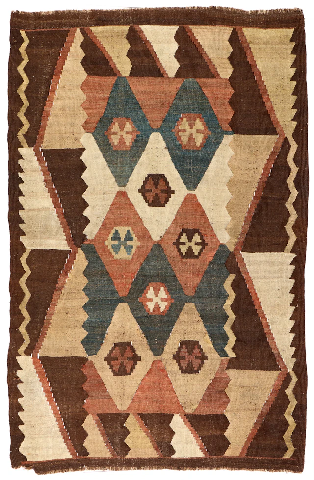 Central Asian Tajik Labijar Kilim Rug 7'8"x5'