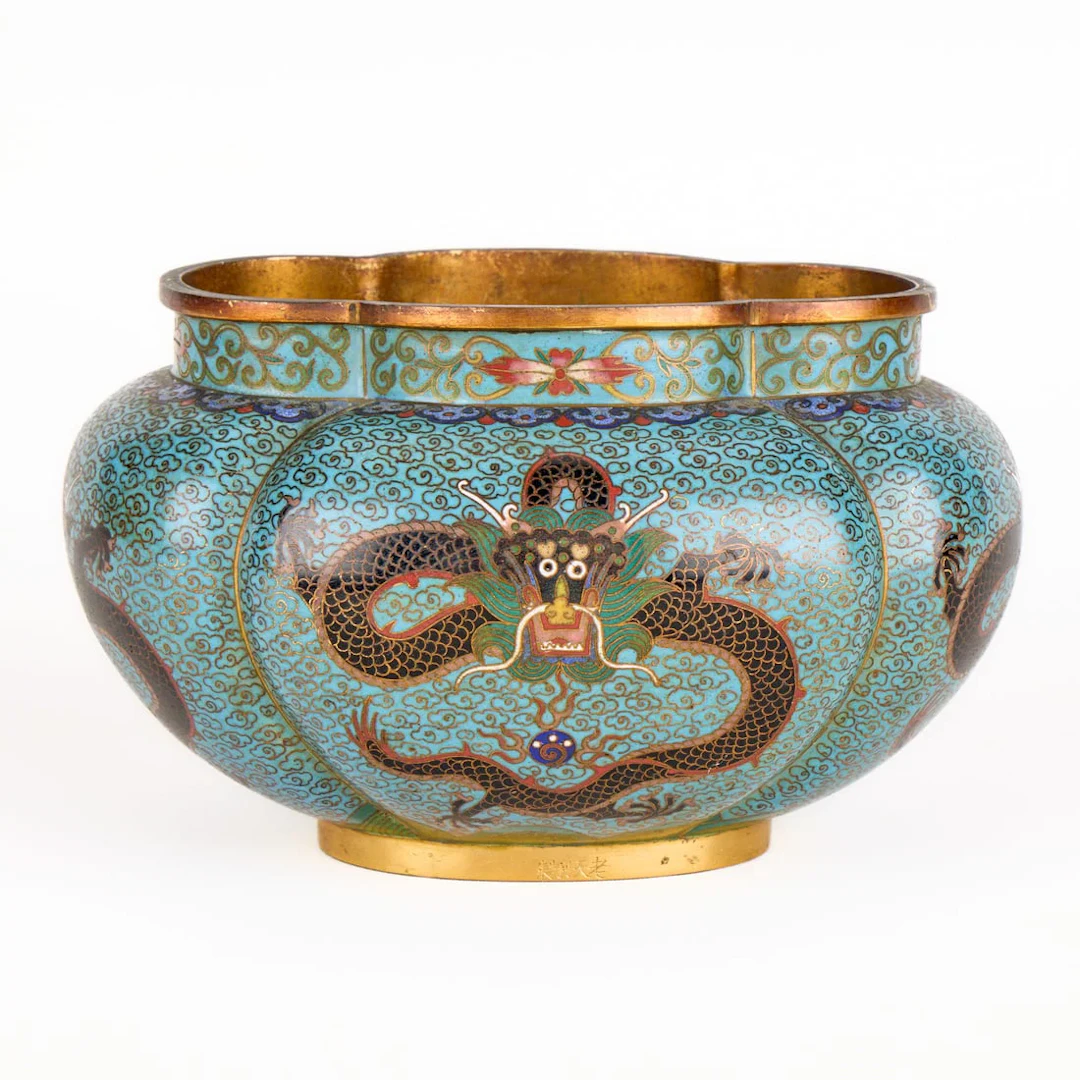 Chinese Qing Cloisonne Jar w/ Lao Tianli Zhi Mark