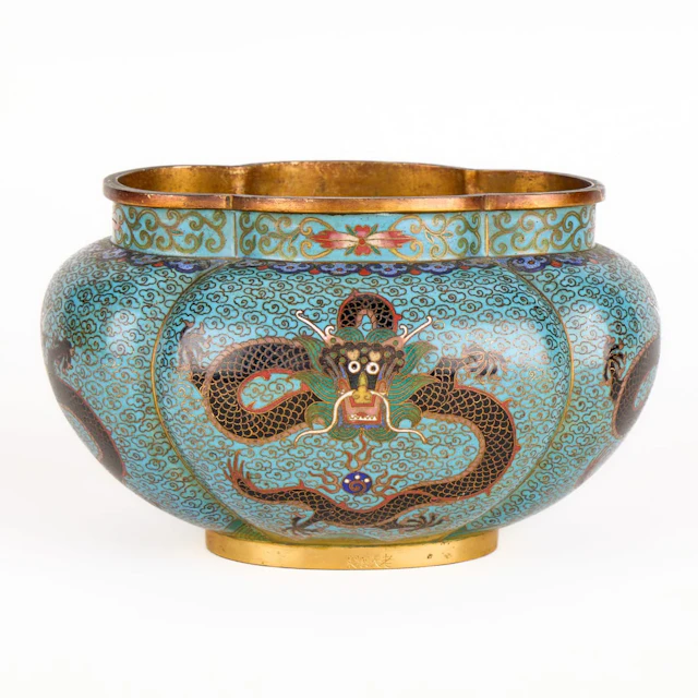Chinese Qing Cloisonne Jar w/ Lao Tianli Zhi Mark