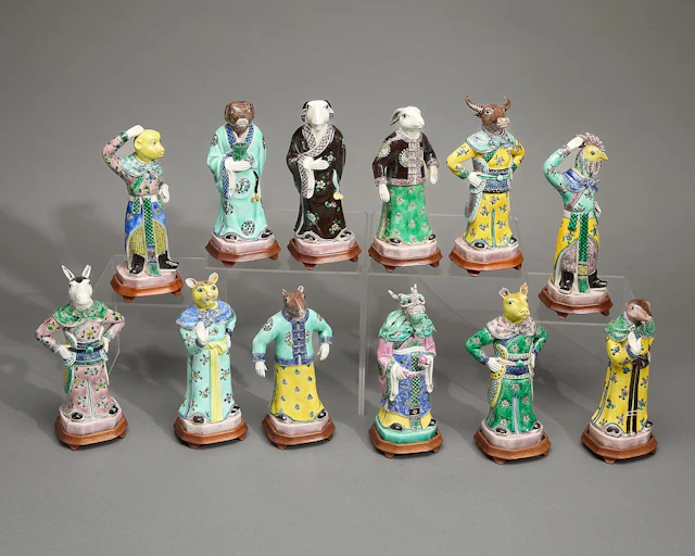 Set 12 Chinese Export Porcelain Zodiac Figures