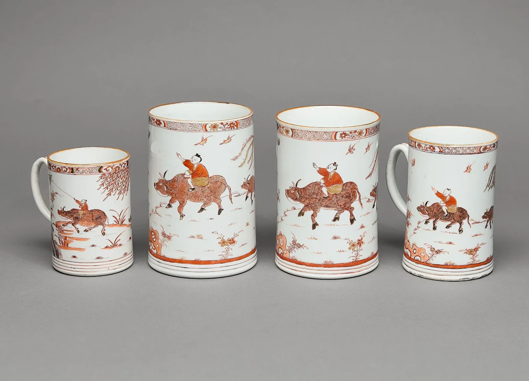 Graduated Set 3 Chinese Mugs & 1 Similar Mug