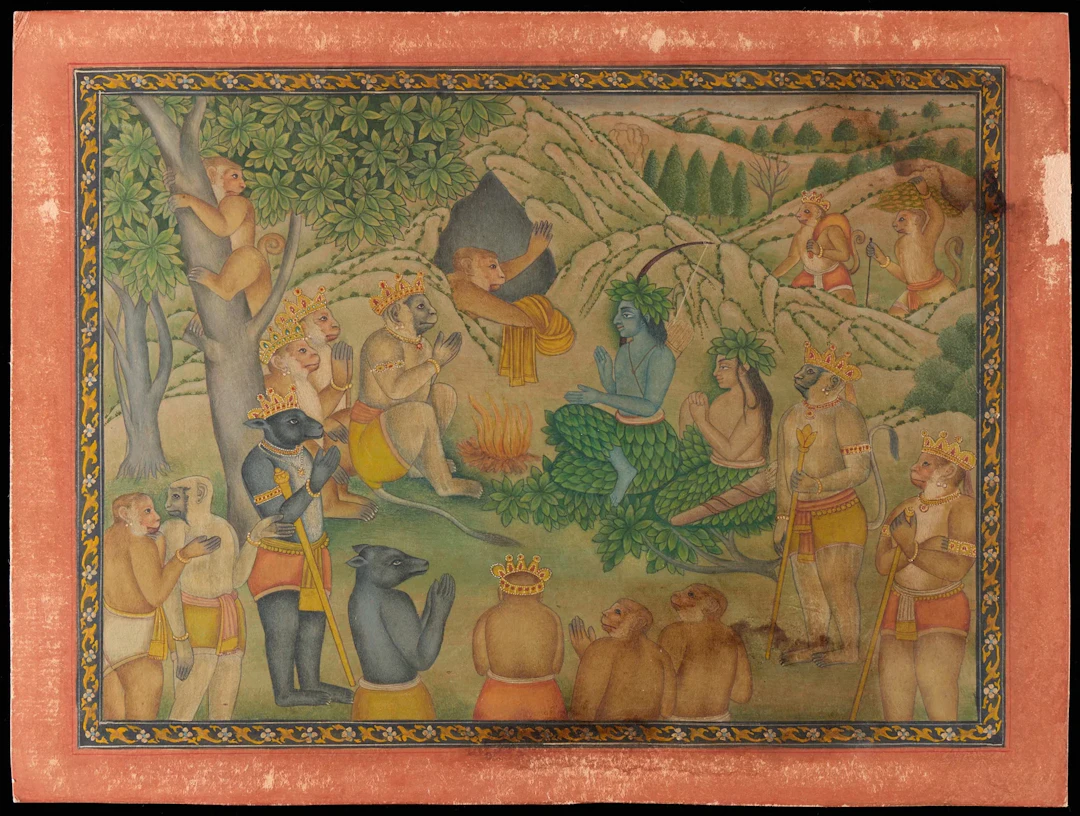 Indian Miniature Rama & Lakshman Scene Painting
