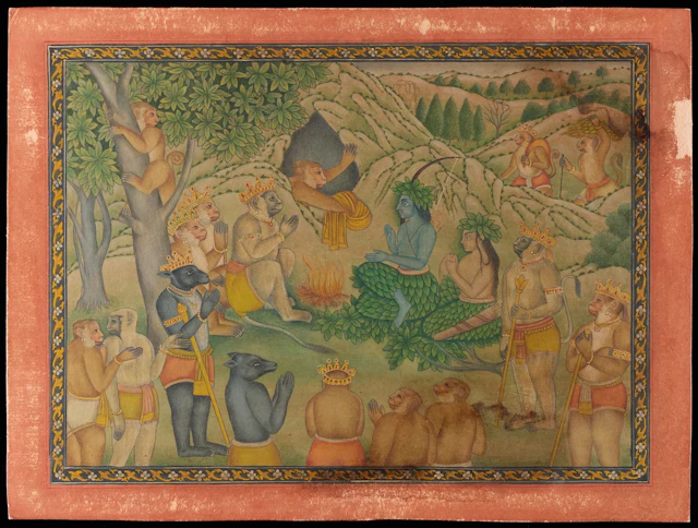 Indian Miniature Rama & Lakshman Scene Painting