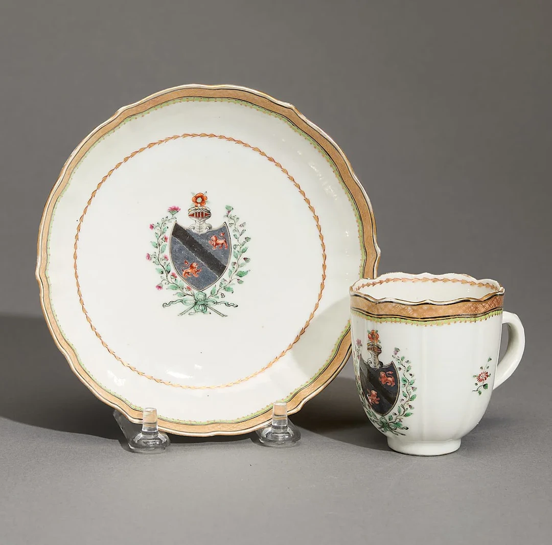 Export Armorial Coffee Cup & Saucer - Gleig