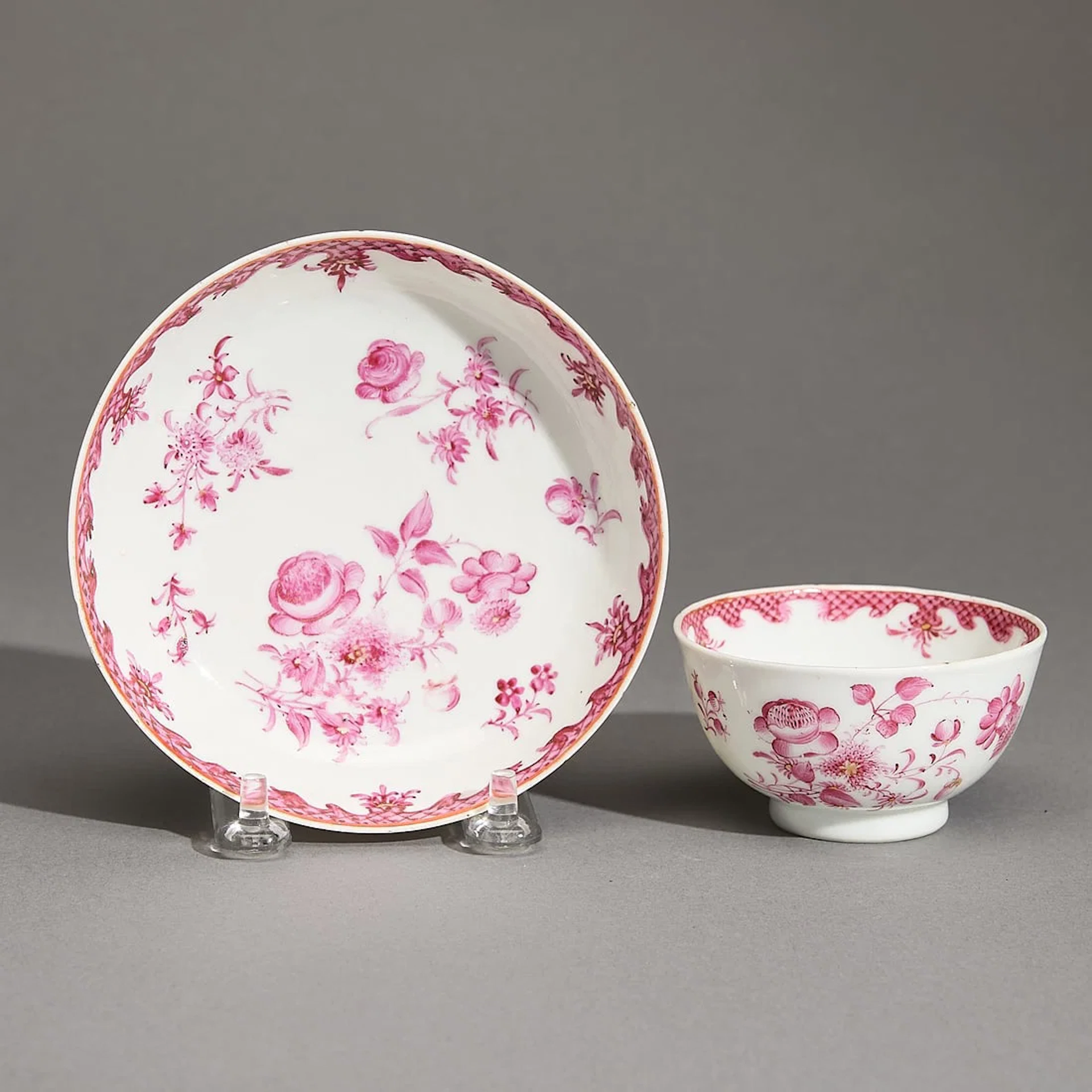 Chinese Export Puce Tea Bowl & Saucer