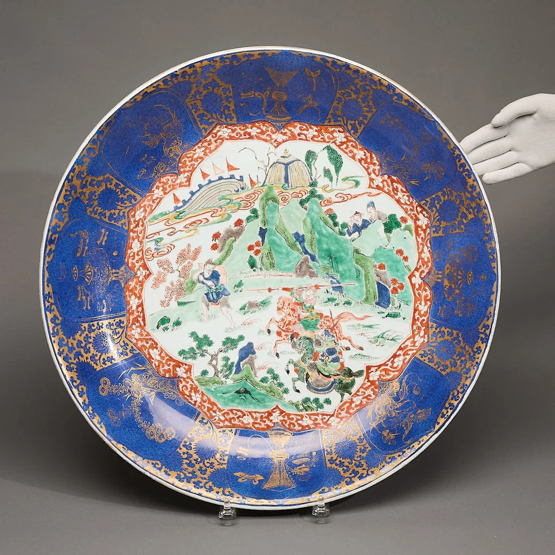 Lrg Chinese Kangxi Famille Verte Porcelain Charger