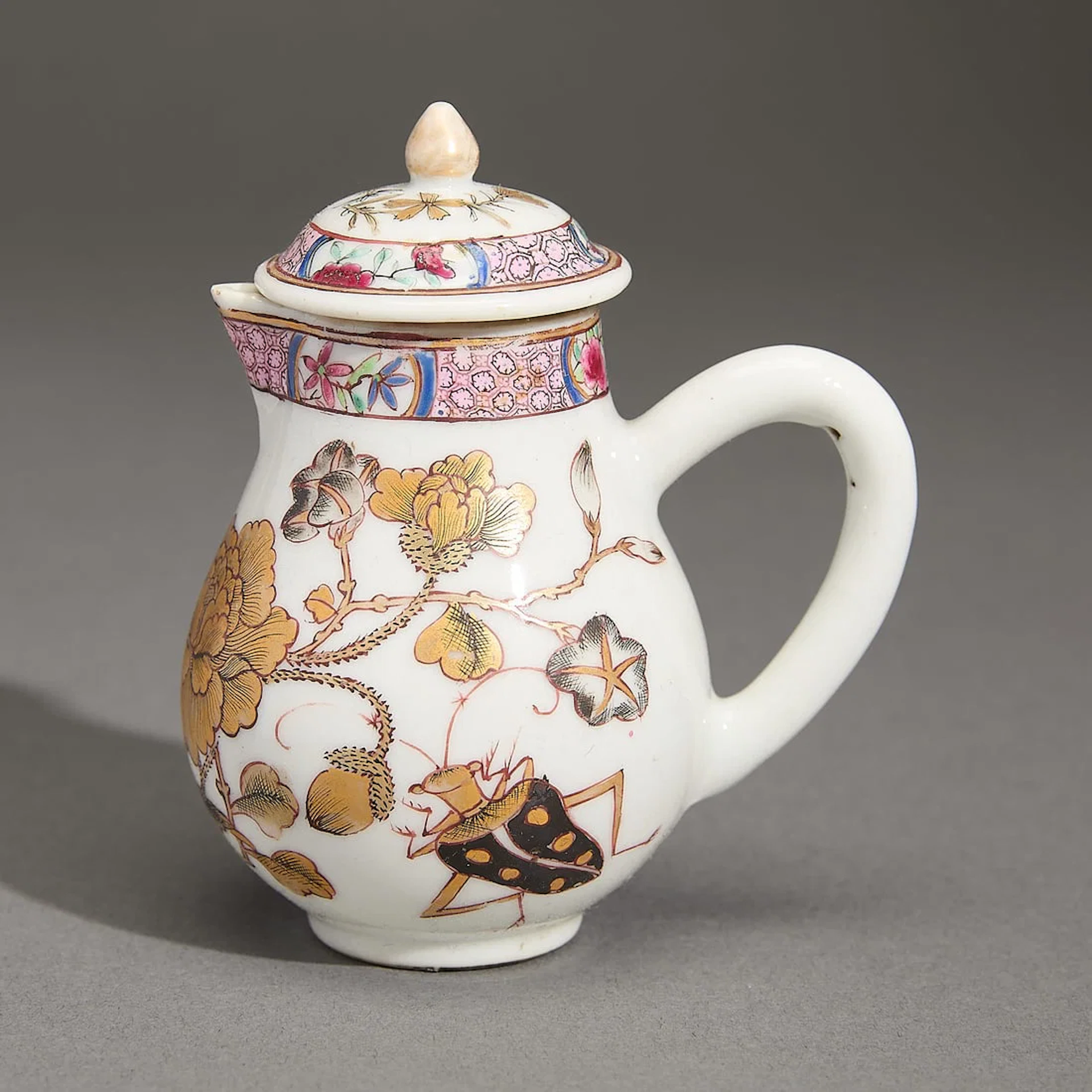 Chinese Export Insect & Floral Cream Jug