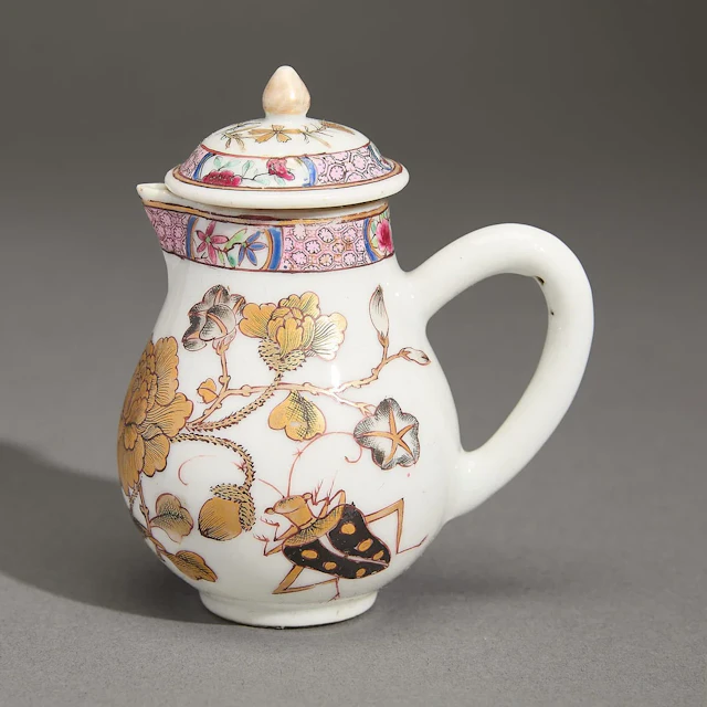 Chinese Export Insect & Floral Cream Jug