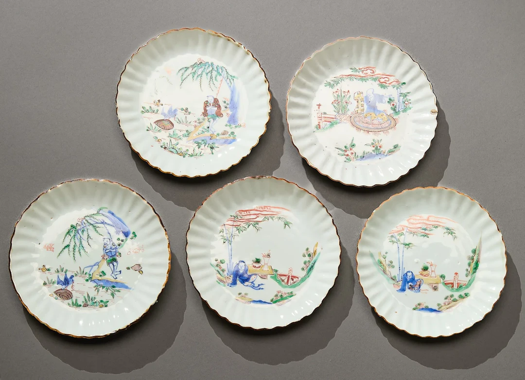 5 Chinese Chongzhen Ming Mukozuke Enameled Plates