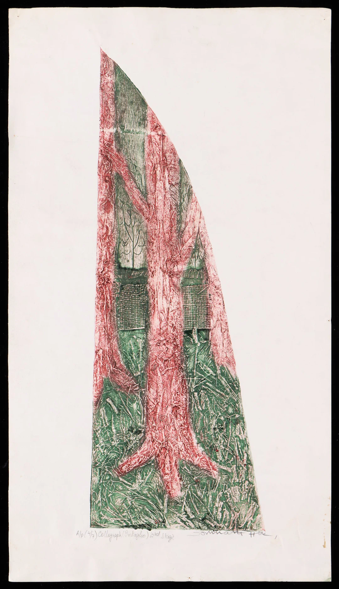 Somnath Hore Pulp Collagraph Intaglio Trees Print