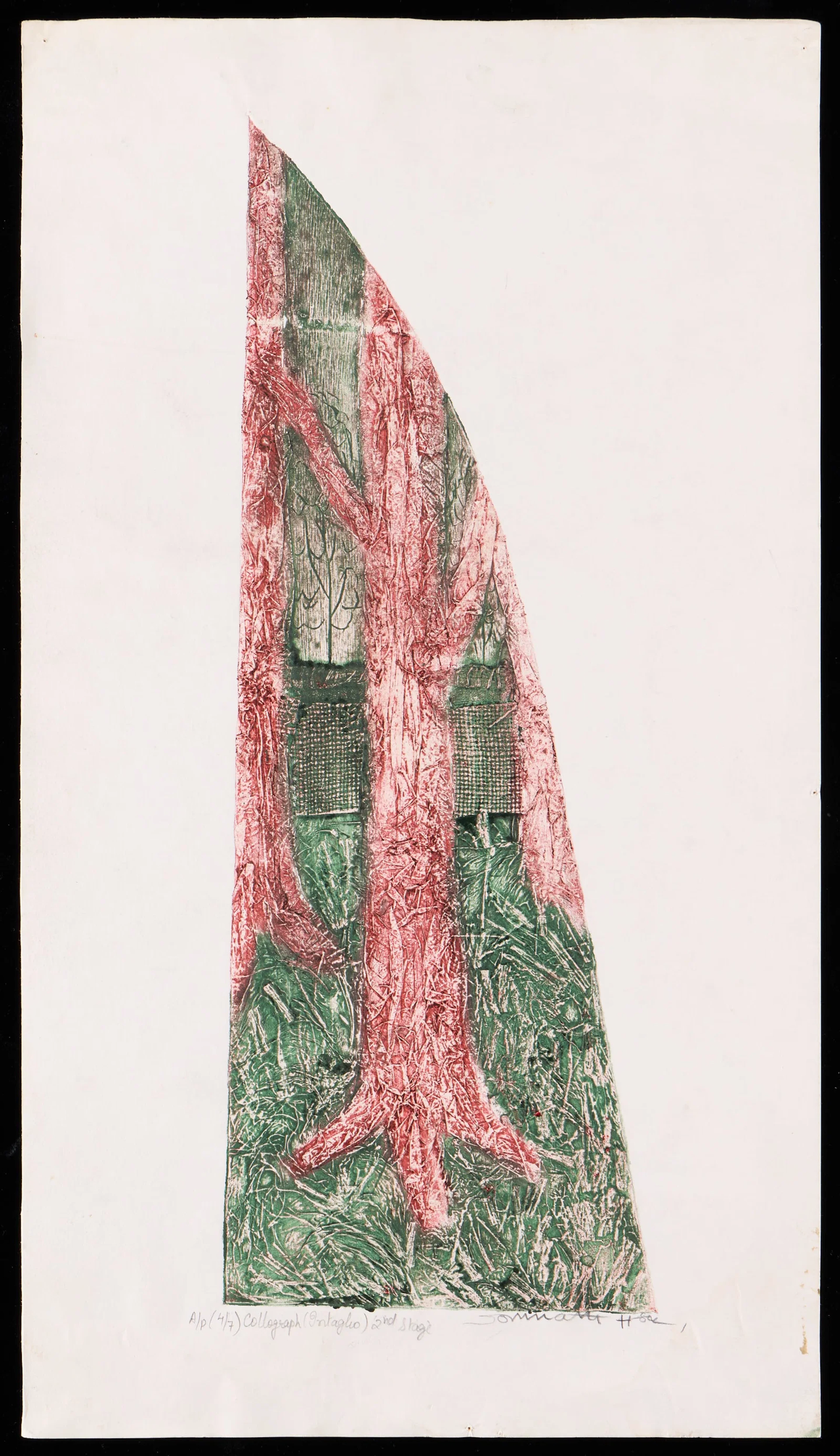 Somnath Hore Pulp Collagraph Intaglio Trees Print