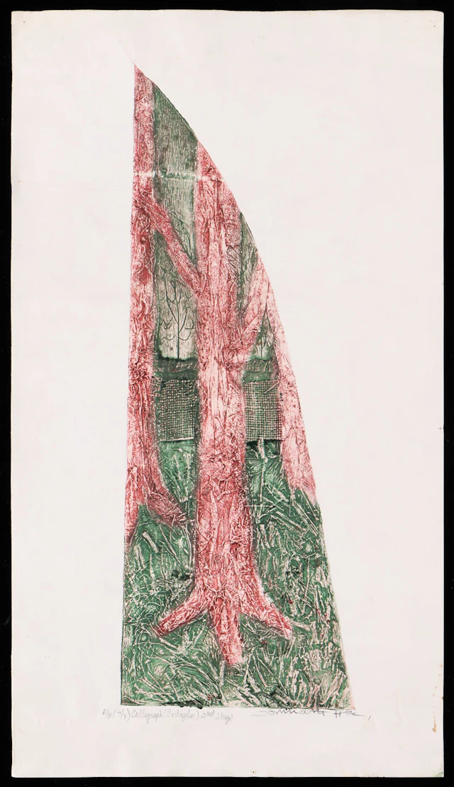 Somnath Hore Pulp Collagraph Intaglio Trees Print