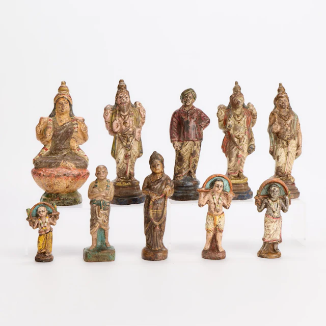 10 Southeast Asian Indian Ceramic Deity Figures