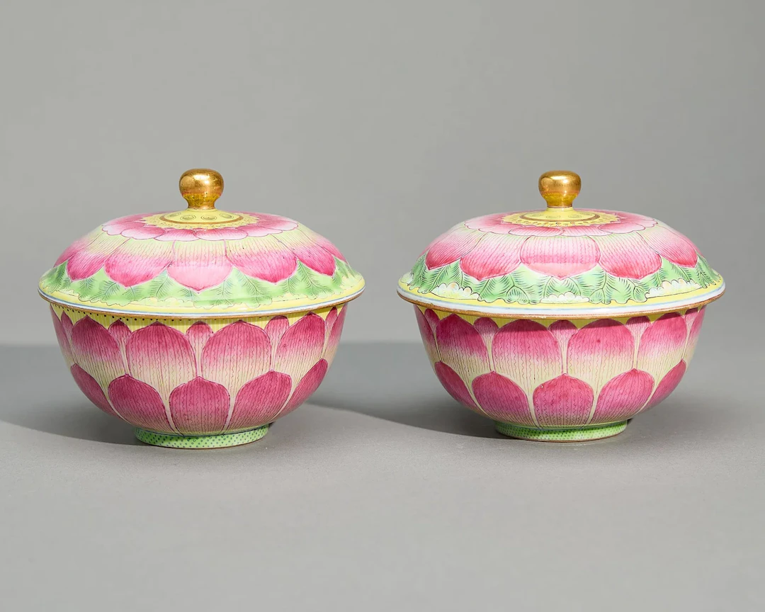 Pr Chinese Famille Rose Lotus Bowls