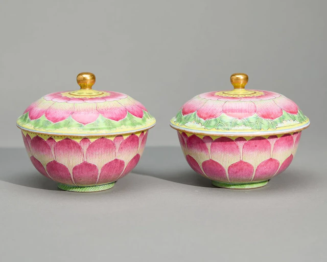 Pr Chinese Famille Rose Lotus Bowls