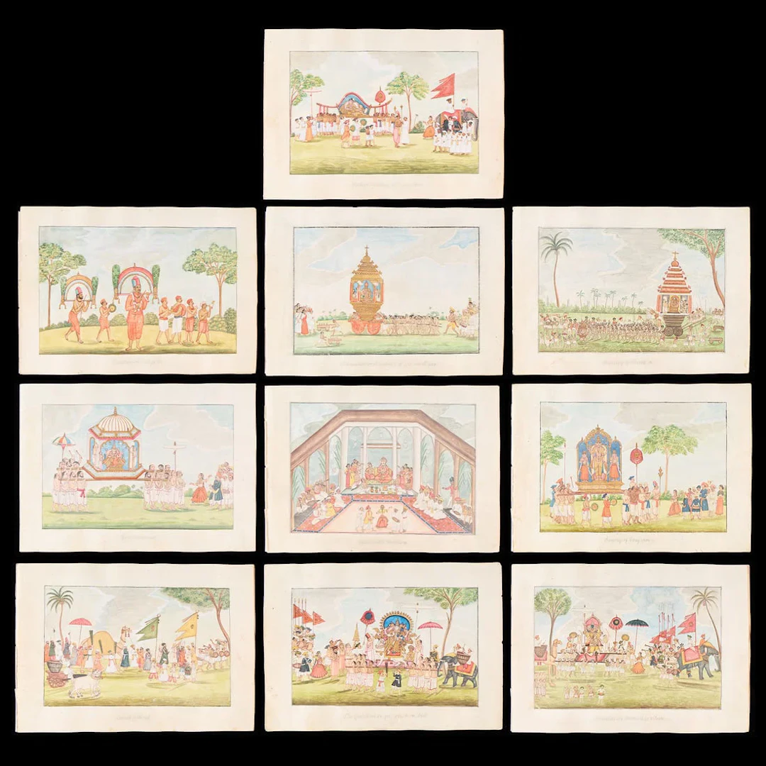 10 Company School Paintings on J. Whatman Paper