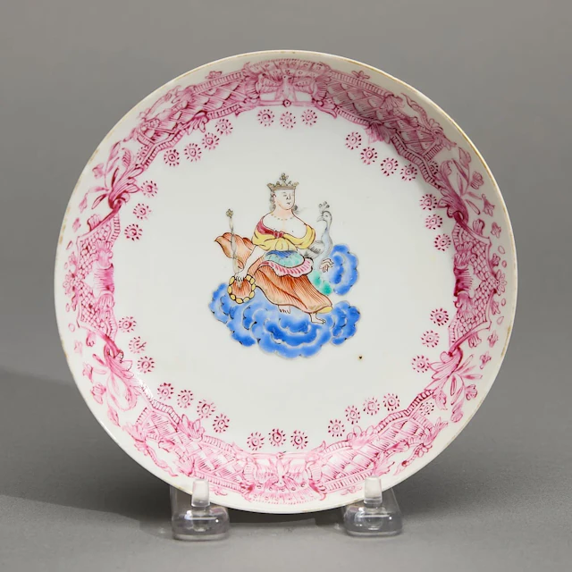 Chinese Export Famille Rose Juno Saucer