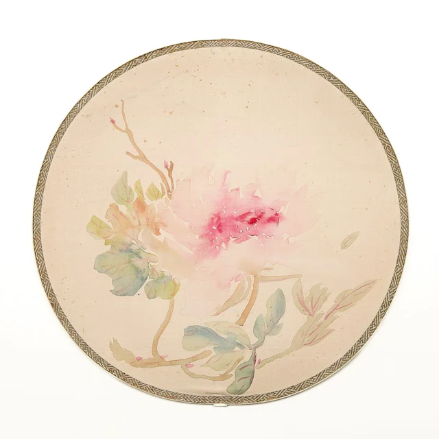 Chinese Qing Imperial Court Fan w/ Peony