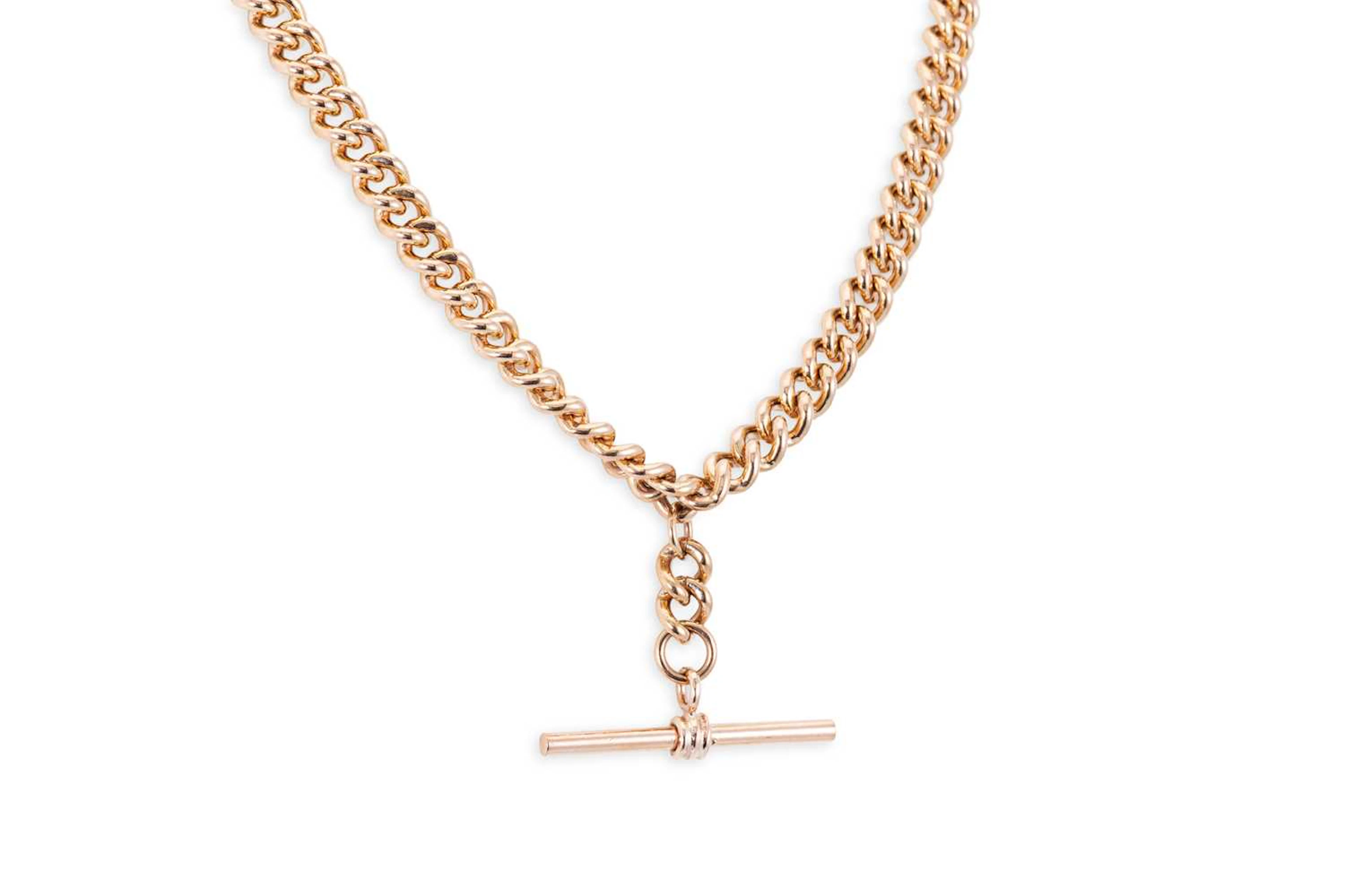 A 9CT ROSE GOLD DOUBLE ALBERT CHAIN