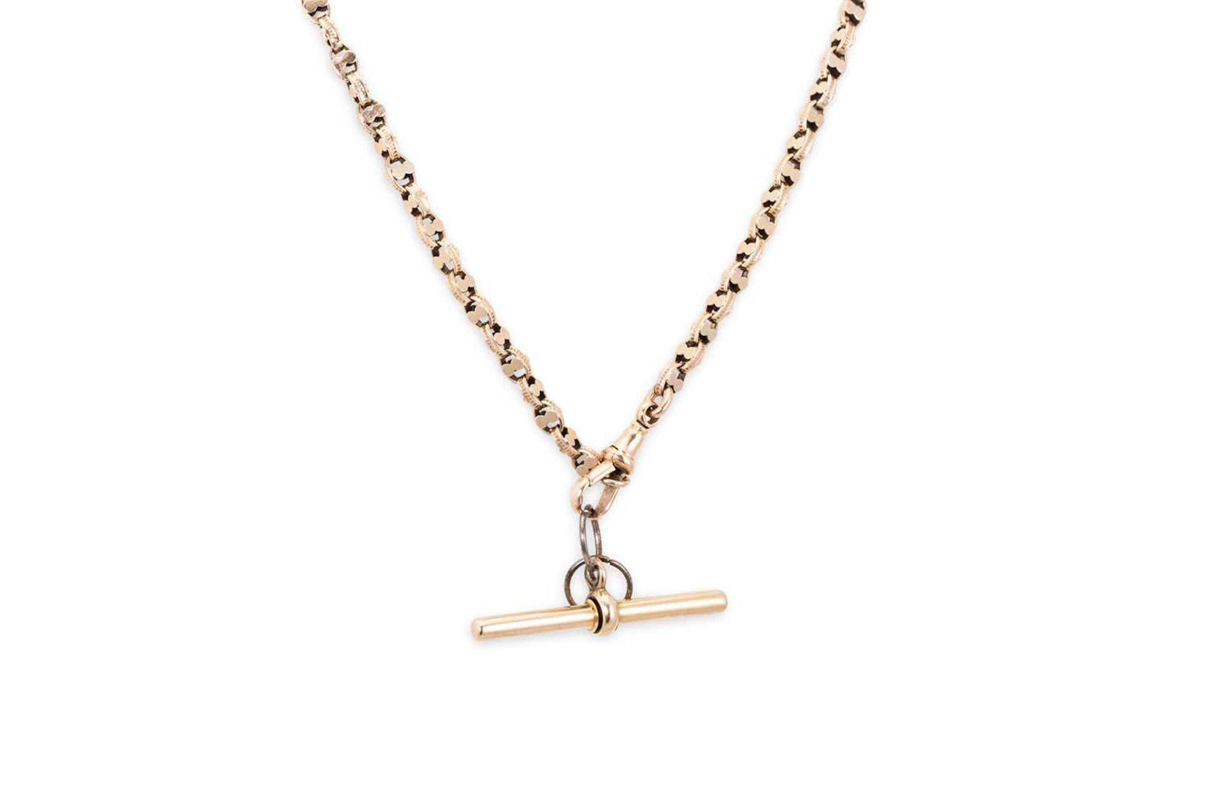 A VINTAGE FANCY BOX LINK MUFF CHAIN