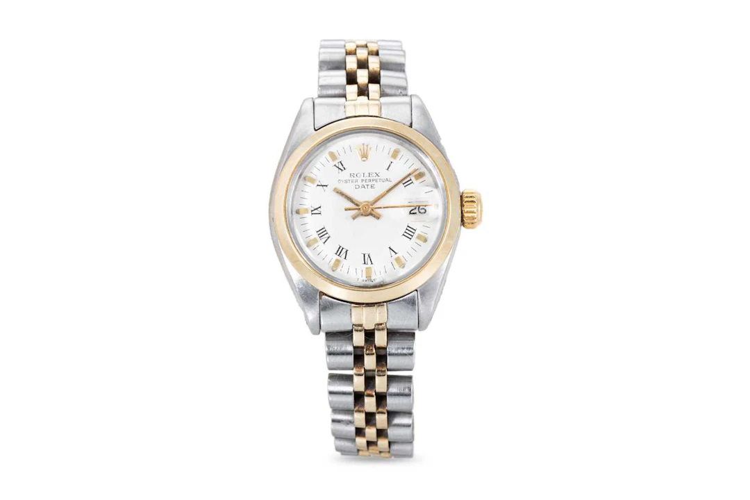 A LADY'S OYSTER PERPETUAL ROLEX DATE JUST BI-METAL WRIST WATCH