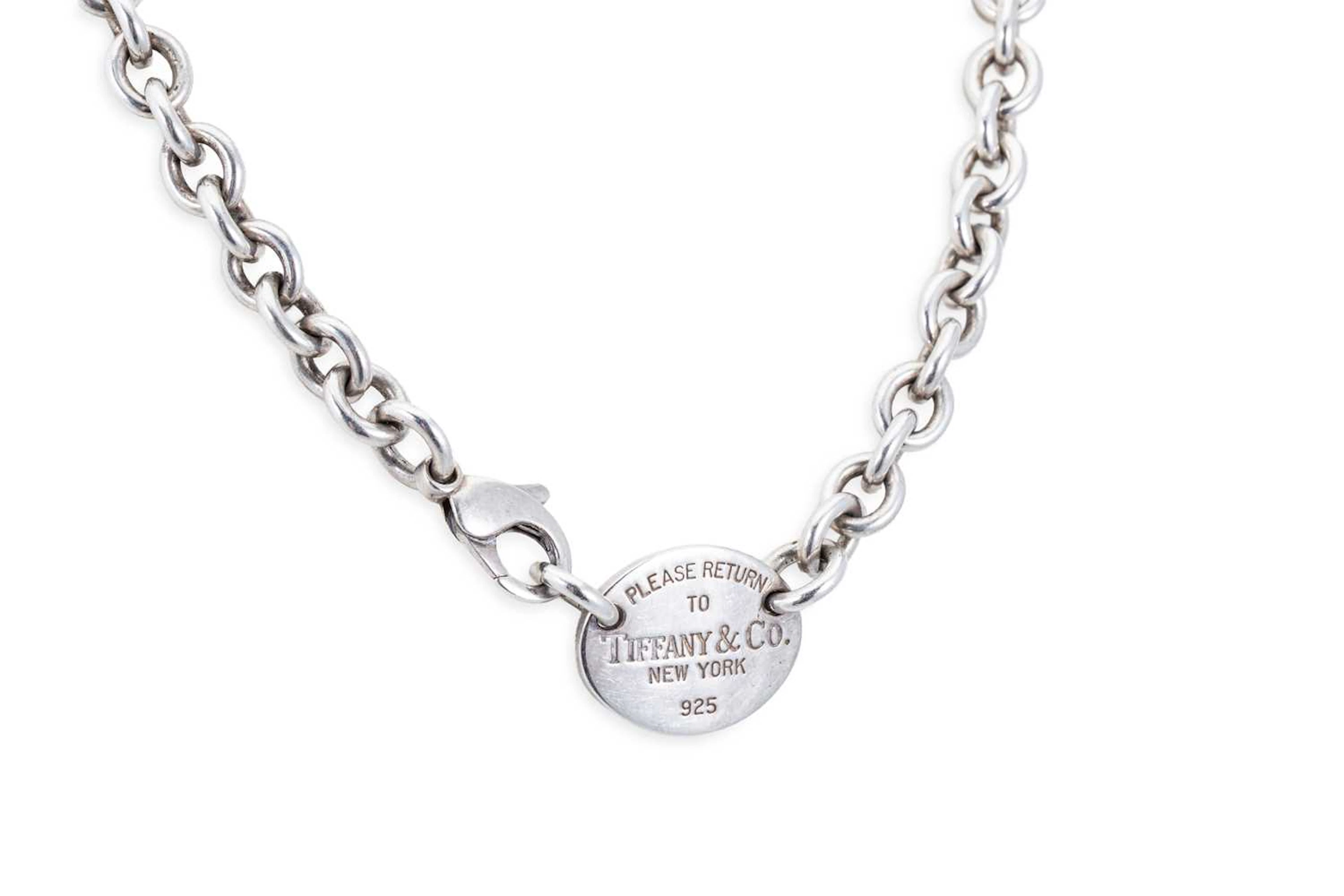 A SILVER TIFFANY NECKLACE with return to Tiffany tag