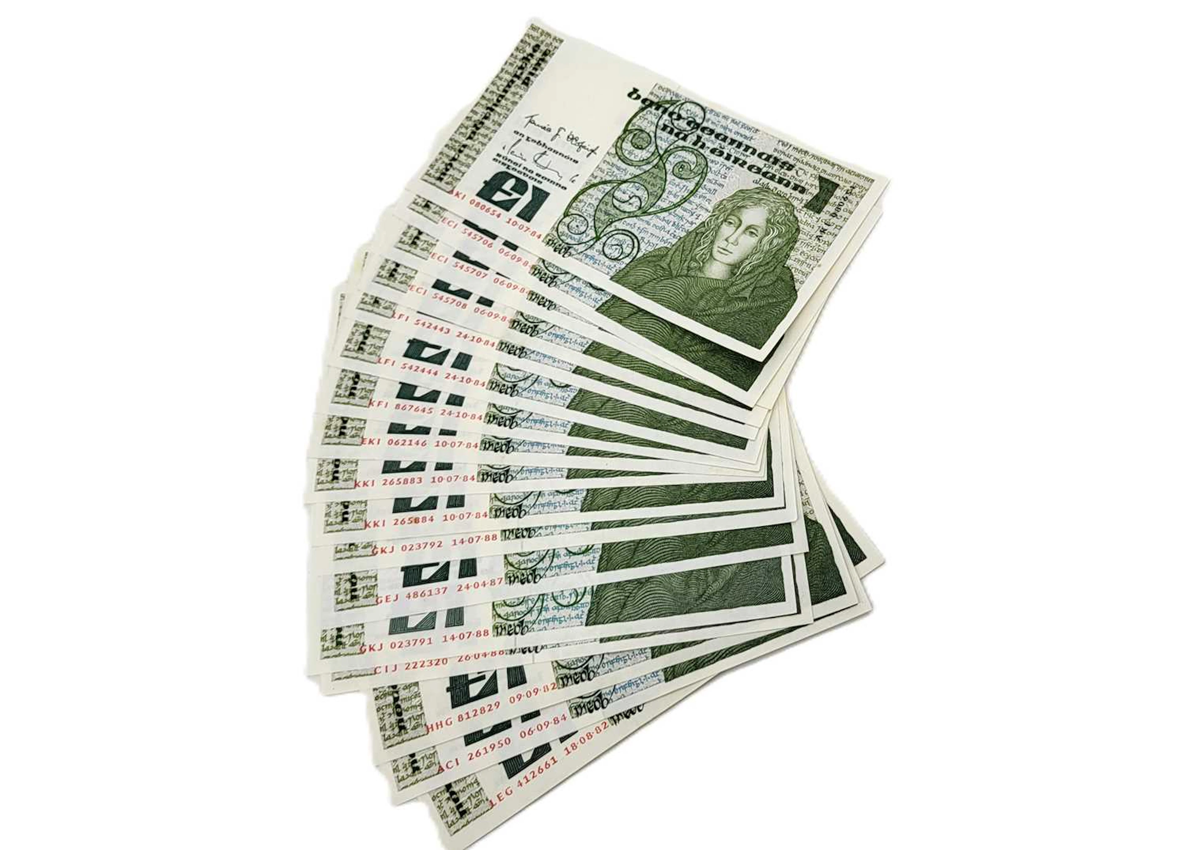 50 X 1977-1988 QUEEN MEABH £1 IRISH BANK NOTES