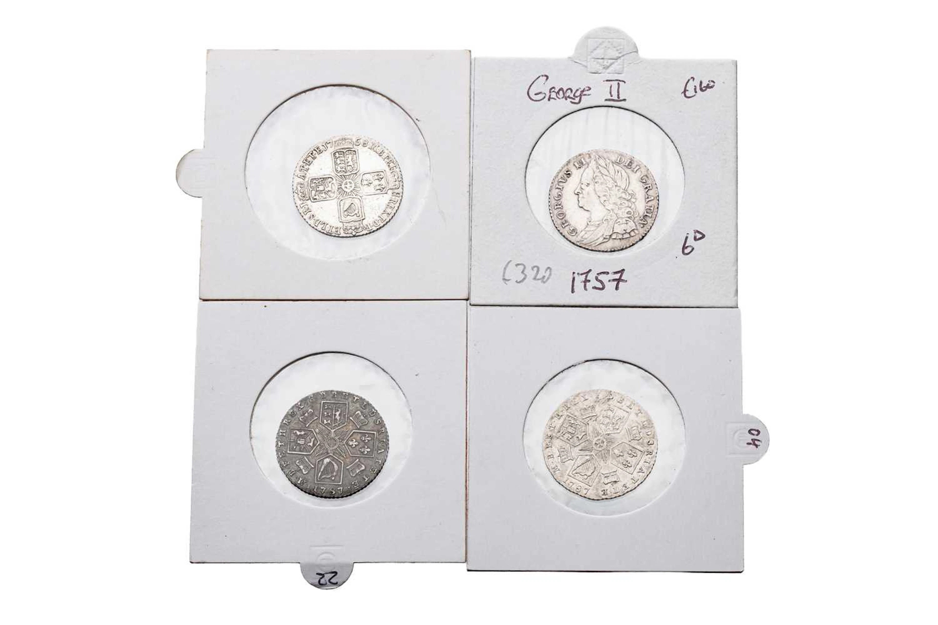 4 X ENGLISH SILVER SIX PENCE COINS