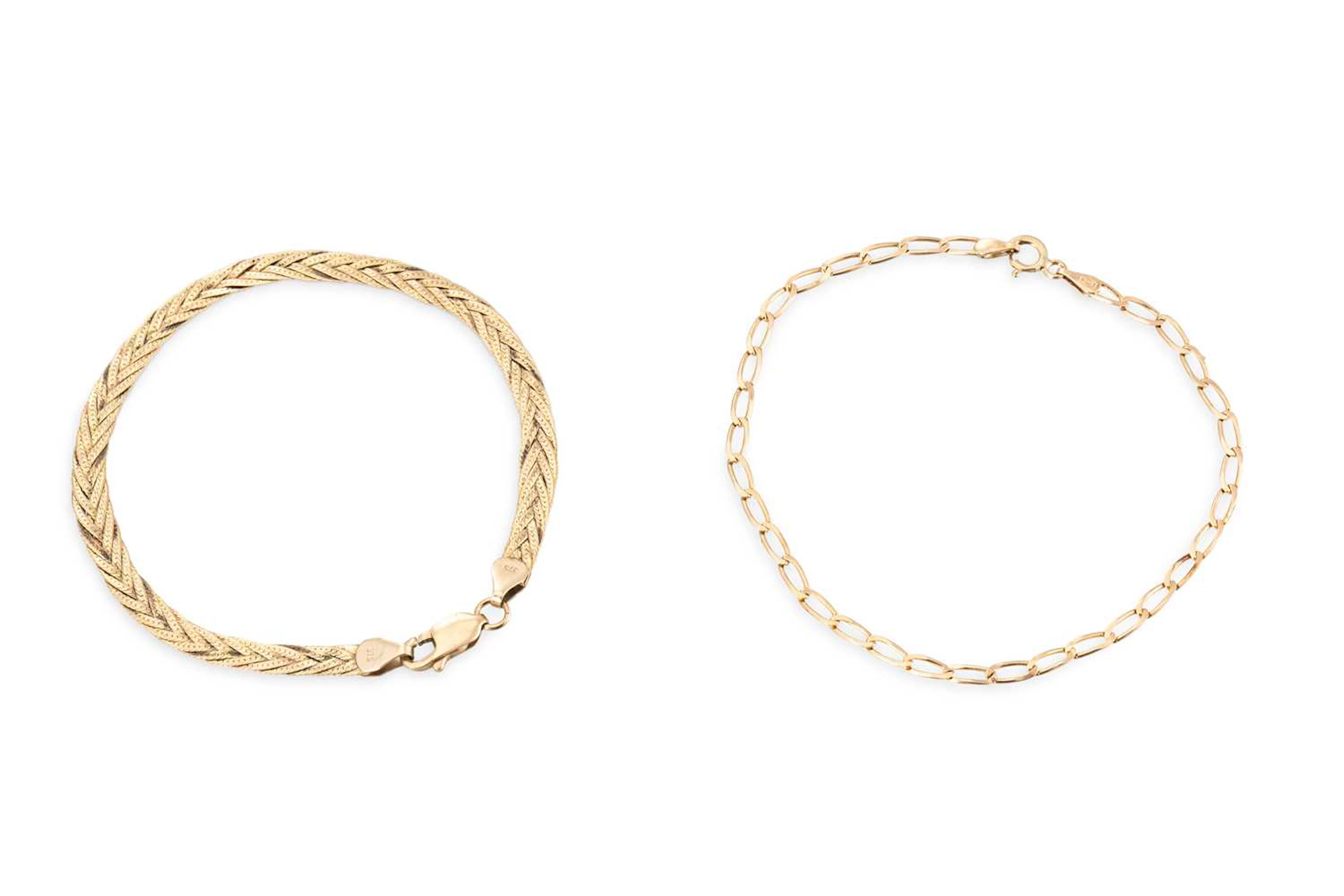 TWO X 9CT YELLOW GOLD BRACELETS