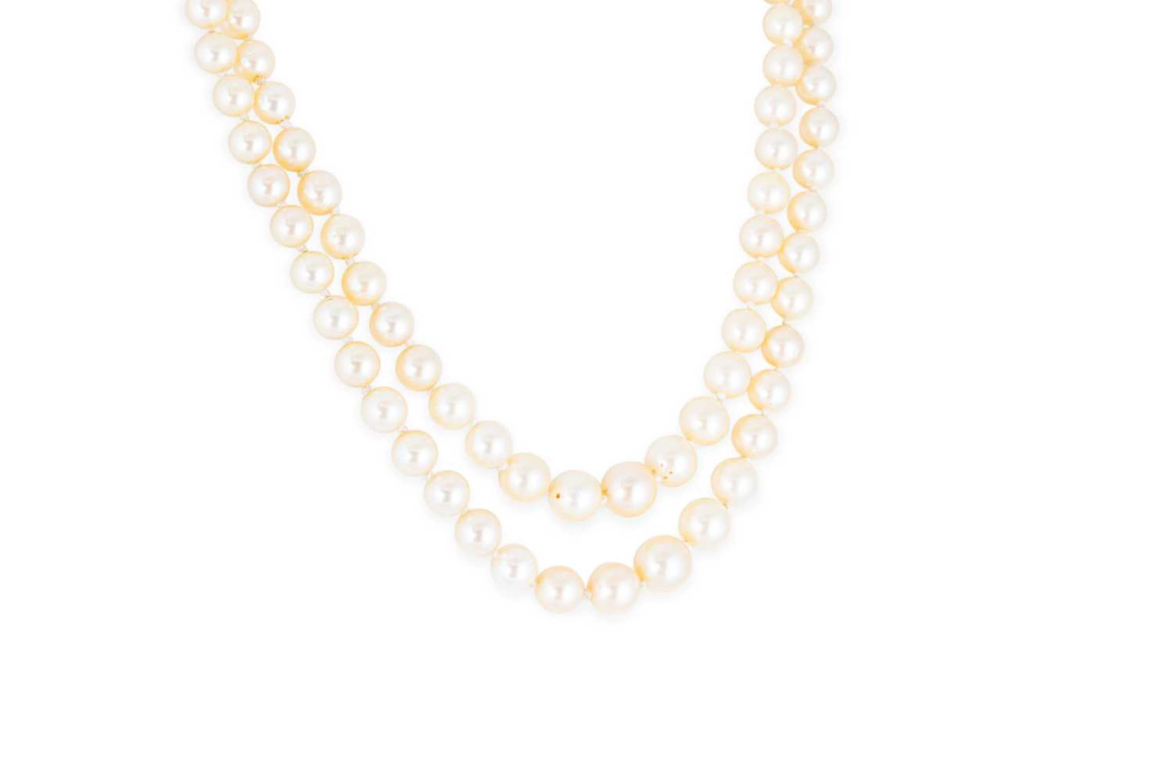 A CULTURED PEARL DOUBLE ROW NECKLACE